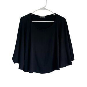 Zara Bat Wing Chiffon Black Top Size Medium Goth Halloween Shirt Blouse